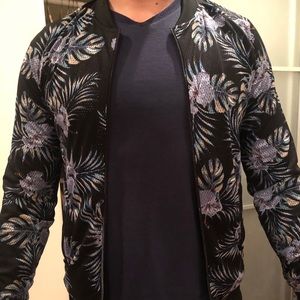Zara men printed zip up jacket bomber